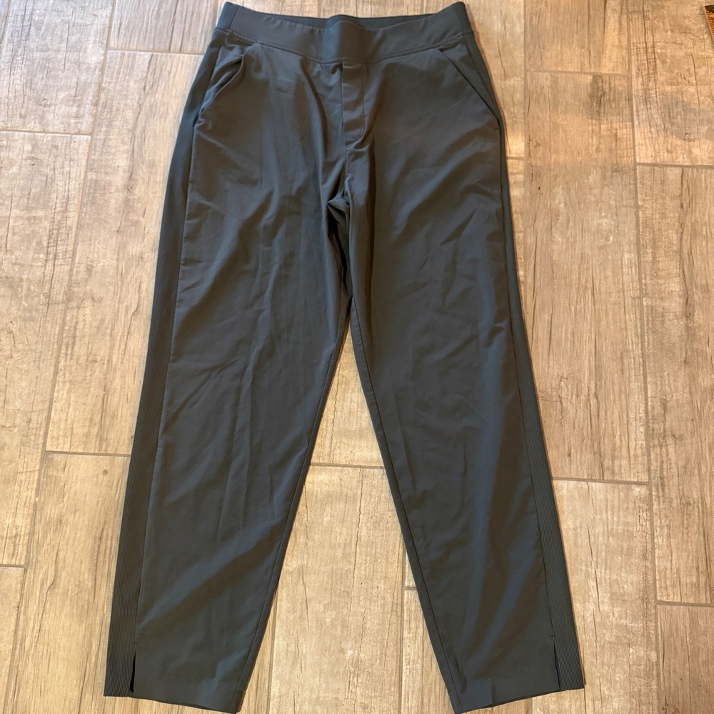 Athleta Women 10 Hybrid‎ Ribbed Side Panel Tapered Performance Pants Split Hem
